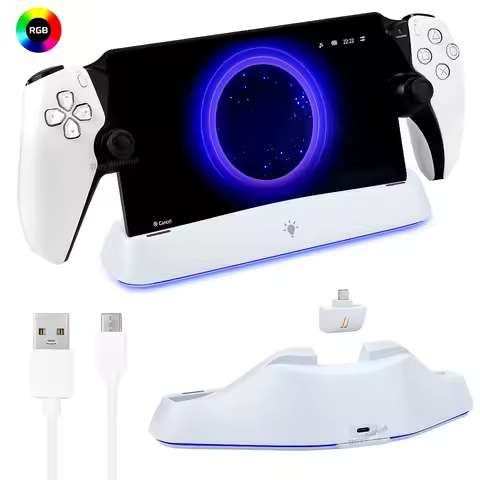 7 Lights Auto-Align Charging Dock Station For PS5 PS Portal Charger Stand for PS Portal Handheld Sta