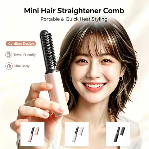 Wireless Bangs Comb USB Charging Mini Straight Hair Brush Heated Brush Unisex Hair Styling Iron Hair