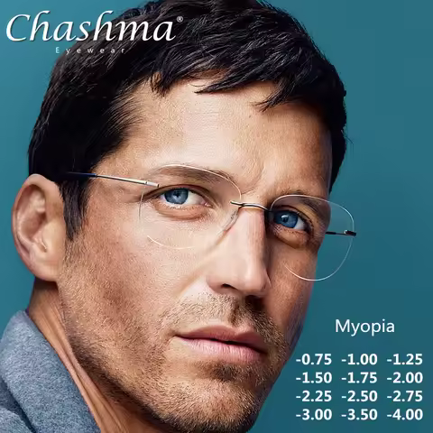 Titanium Photochromic Rimless Glasses Titanium Transition Aviation Sunglasses Photochromic Myopia Gl