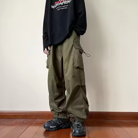 2025new Men's Workwear Pants, European and American Men's Loose Straight Casual Pants, Men's Workwea