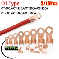 MARITA1 5/10Pcs OT Wire Nose Terminal Crimp, OT Type Bolt Hole OT Cable Connector Kit, Non-Insulated