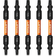 5PCS T20-T25 Impact Double End Security Torx Bit Set, LATTOOK Double-Ended 6 Point # 20 # 25 Mata Pe