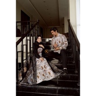 Gamis Couple Tiara Dress Brokat Kombinasi Maxmara Kemeja Batik Katun