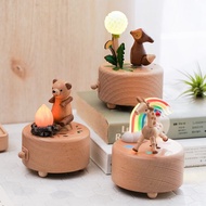 【幸福祈禱 / 長頸鹿繪彩虹 / 篝火熊熊】音樂小夜燈 音樂盒