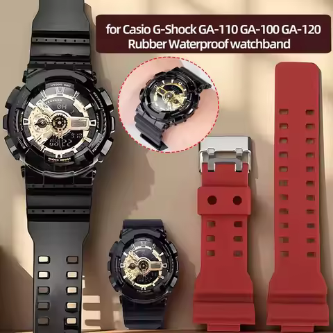 16mm Silicone Watchband for Casio G-Shock GA-110 GA-100 GA-120 ga700 400 series Solid color Rubber W