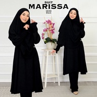 Muslimah Suit MARISSA 13.0 - Set Jubah Seluar Tudung Umrah Haji Wanita Hitam Putih Black White Brown