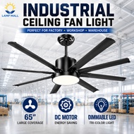 65 Inch Industrial Ceiling Fan with Light DC Motor Heavy Duty 8 Blades Remote Control Large Ceiling 