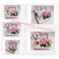 gubahan frame mas kahwin + bekas cincin ( pink cream silver)