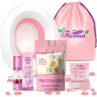 Fivona Yoni Care Kit 5-in-1 V-Steaming Set includes Sitz Bath Seat, Herbs, Feminine Oil, Herbal Soap