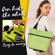 Foldable Shopping Trolley Tote Bag with Wheels Reusable Grocery Bag Food Organizer Vegetables Bag Handbag for Women Kids
