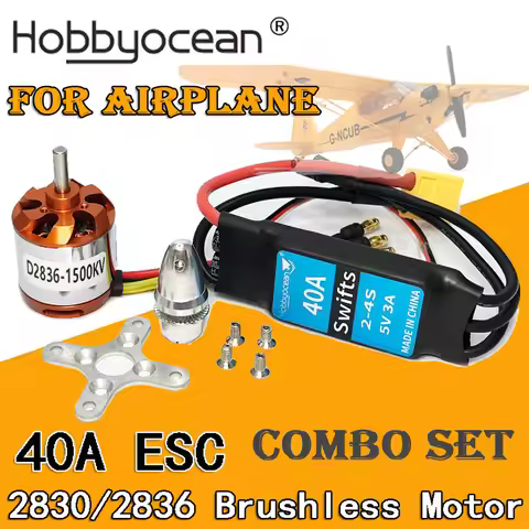 Hobbyocean RC D2830 2830 2836 Brushless Outrunner Motor 750KV 850KV 1100KV 1500KV 40A ESC For RC Air