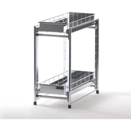 【Direct from Japan】Otake Sangyo YMG-021 Under Sink Drawer Rack, 2 Tiers, Stainless Silver, 7.9 x 15.