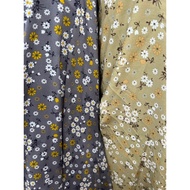 kain katun rayon viscose premium motif bunga kecil warna abu dan krem