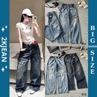 Bigsize women's wide-leg jeans 55-90kg, wide-leg style with box pockets QC 2KJeans QC613