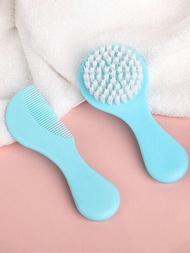 藍色嬰兒和兒童髮刷和梳子套裝，適用於頭皮護理和洗髮，去除頭蝨