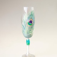 孔雀羽毛香檳酒杯，手繪
