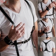 【CAMILLES】Men PU Leather Sexy Chest Body Harness Straps Lingerie Bondage Clubwear Costume【Mensfashion】