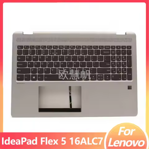 T New Backlit US Keyboard For Lenovo IdeaPad Flex 5 16ALC7 Laptop Palmrest Upper Cover Case Grey 5CB