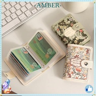 AMBER1 Women Wallets, PU Leather 20/30 Card Pockets Money Bag,  Lightweight Floral Oil Painting Larg