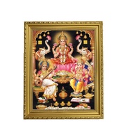 Goddess Maha Lakshmi, Ma Saraswati and Lord Ganesha Designer Golden Photo Frame (3) for Diwali, Deepavali Pooja, Prayer &amp; Decor