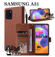 LEATHER CASE FLIP UNTUK SAMSUNG A31(2020)-FLIP  WALLET CASE KULIT SAMSUNG A31(2020)- CASING DOMPET-FLIP COVER LEATHER-SARUNG BUKU HP