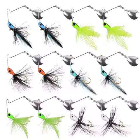 6Pcs/12Pcs Spinner bait Bass Fishing Lure Metal jig Mini Rooster Bait Tail Spinner Lure for Trout Sa