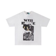 welldone moon 小眾潮牌卡通塗鴉字母海報印花短袖情侶短袖T恤