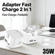 35W USB A+ Type-C Fast Charger 2-in-1 Foldable Charge Port Power Adapter Power Tpye-C Fast Charger