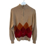 Sweater Zip half beige argyle Direct from Japan Secondhand