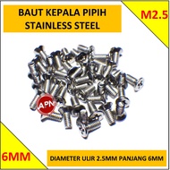 M2.5 6MM STAINLESS STEEL FLAT HEAD SCREW