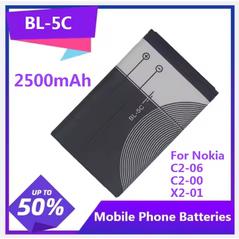 1pcs Battery BL-5C For Nokia C2-06 C2-00 X2-01 1100 6600 1000 1010 1111 ect 2450mAh Mobile Phone Bat