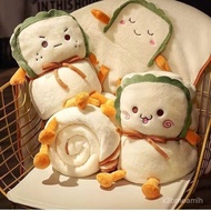 [Delivered From Taiwan] Pillow Quilt Dual-Use Coral Fleece Small Blanket Men Women Office Nap Air Co