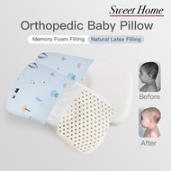 Infant Baby Sleep Pillow 100% Cotton Toddler Pillow Natural Latex Memory Foam Filler Orthopedic Pillow Against Flat Head