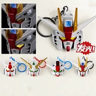 Bandai | พวงกุญแจรูปหัว Sd Rx-78-2 แบบเรืองแสง  โมเดลพีวีซี ของตกแต่งโต๊ะทำงาน  จี้ห้อยกระเป๋า  ฟิกเ