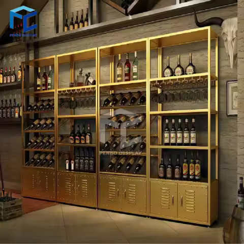 2025customized.Bottle Racks Wine Shops Display Decoration Showcase Liquor Wine Shop