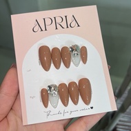 Nailbox brown design mixed with rhinestones and stones - A49(006)