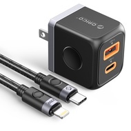 IPhone Fast Charger ORICO 20W USB C Power Delivery Rapid Wall Charger Plug With 1M Type C To Lightni