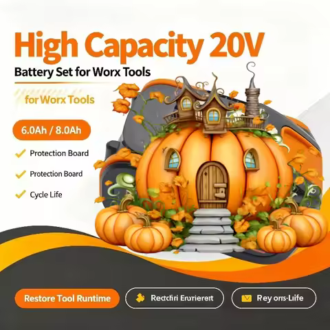 Worx 20V Power Tool Lithium Spare Battery 6.0Ah 8.0Ah Rechargeable Battery With Charger Low Self‑dis