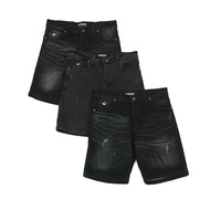Black Jazz Wisker Spray Denim Men's Jeans Shorts