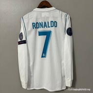 2017-18 Real Madrid Home Player Edition Retro Long Sleeve Football Shirt