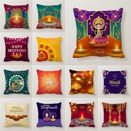 Happy Diwali Festival Hinduism Deepavali Short plush material pillowcase soft cushion cover 45*45cm