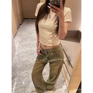 Pre-Sale Right Version Wait Me | 1: 1Acne Studios New Style Washed Beige logo Distressed T-Shirt