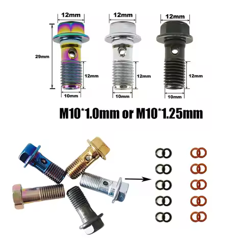 M10x1.0 or M10x1.25 Banjo Bolt Hard Iron Banjo Fittings Motorcycle Banjo Screws Brake Caliper Master