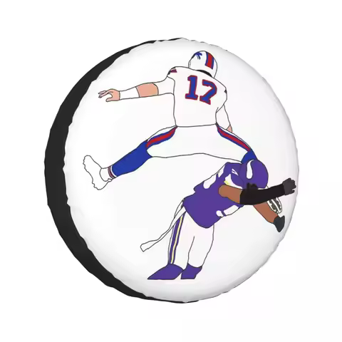 Custom Buffalo Bills Josh Allen Hurdl Spare Tire Cover for Car Pajero 4x4 Wheel Protector Covers 14"