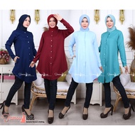 BLOUSE TUNIC MUSLIMAH PLAIN LESS IRON WITH SIDE POCKET Tunic Tunic Blouse Muslimah Tunic Top
