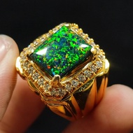 Genuine Catam Aussy Black Opal Kalimaya Stone Men's Ring Ready to Use