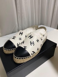 全新購自圓方 full set有單 2022新款 白色雙c cc logo chanel 漁夫鞋 草鞋 espadrilles  厚底 大碼鞋