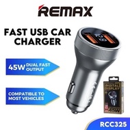 REMAX Car Charger Fast Charging 45W RCC325 USB Car Charger Adapter Car Fast Charger Kereta Car USB P