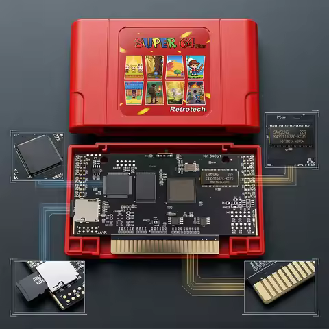 Super 64 Retro Game Card 340 in 1 EUR PAL USA NTSC Game Cartridge for N64 Video Game Console with16G