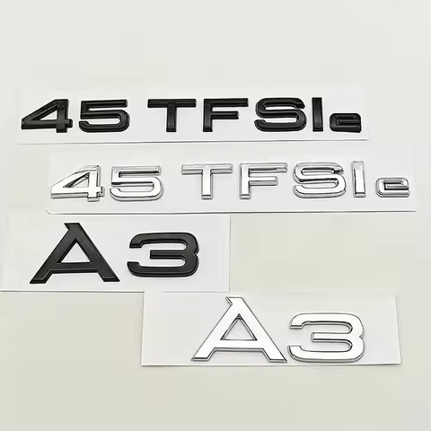 3D ABS Car Trunk Letters Badge 45 TFSIe A3 Emblem Logo Decal For Audi A3 PHEV Gloss Black Silver Aut